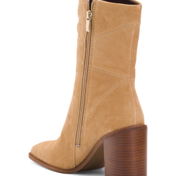 NEW FRANCO SARTO Stevie Suede Heel Booties Heel Booties beige for women 462tn - Picture 3 of 7